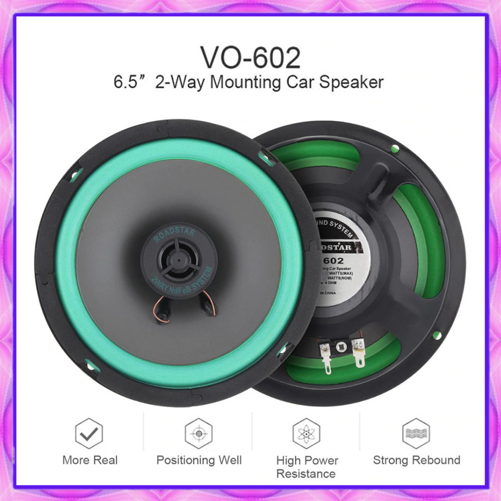 Anissa_store-Speaker Subwoofer Mobil HiFi 6.5 Inch 200W 1 PCS - VO-602 - Green ROADSTAR speaker ampl