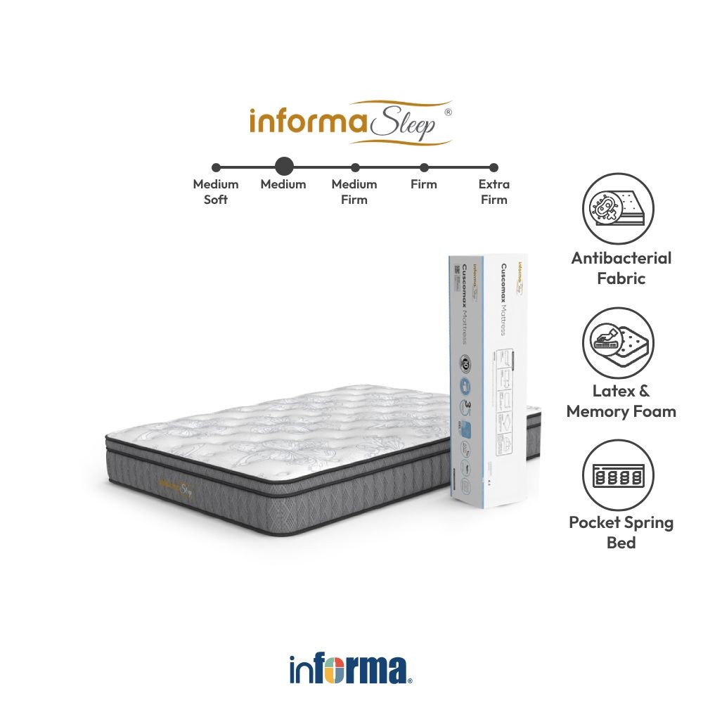 Informa Sleep 180x200x28 cm Cuscomax Kasur Pocket Spring Bed In Box Mattress Matras Kasur Tidur Perl