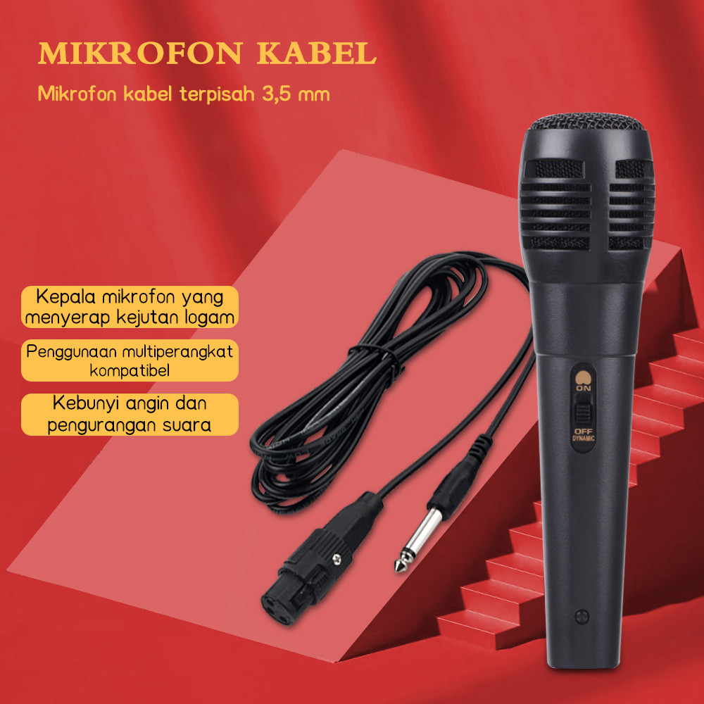 Microphone Kabel Mic Karaoke AUX 3.5mm Untuk Speaker With Panjang kabel 2 meter