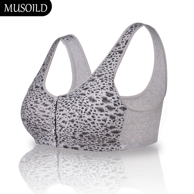 LuxeGlo Bra Olahraga Wanita Ukuran Plus Cup Tipis Cetakan Macan Tanpa Kawat Bra Tanpa Dawai Penutupa