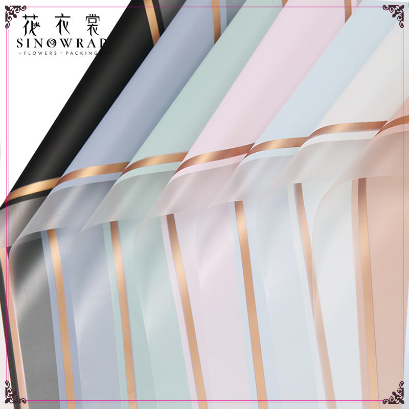

(5 lembar) Kertas Buket Cellophane Frame Line Gold luna