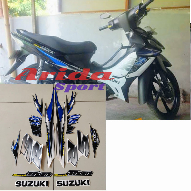 Striping sticker  suzuki smash titan sr 2011 hitam putih