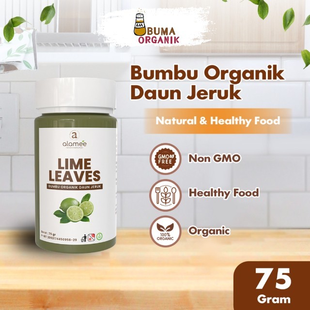 

ALAMEE Daun Jeruk Bubuk Lime Powder Bumbu Dapur Instan Organik Murni Asli Tanpa Campuran Tabur 75g BUMA