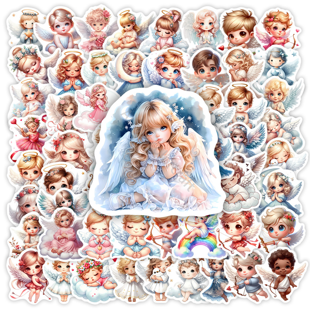 

Cute Cartoon Little Baby Angel Stickers Clouds Wings DIY Gift Toy Decal for Scrapbook Phone Decorative Luggage Bottle Waterproof