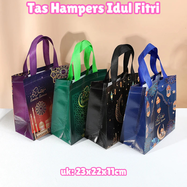 

KS Tas Hampers Edisi Lebaran Idul Fitri 23x22x11cm Goodie Bag Totebag Souvenir Hampers Giftbag Bahan Kain Tebal Tidak Mudah Sobek / Keranjang Souvenir Lebaran Idul Fitri Ramadhan Kareem