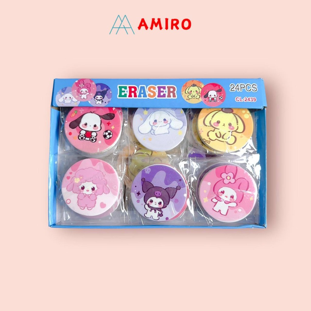 

(24pc) penghapus murah 1 box / hapusan karakter sanrio kuromi lucu / eraser pensil stip fancy OB Kecil 1 box isi 24 pcs