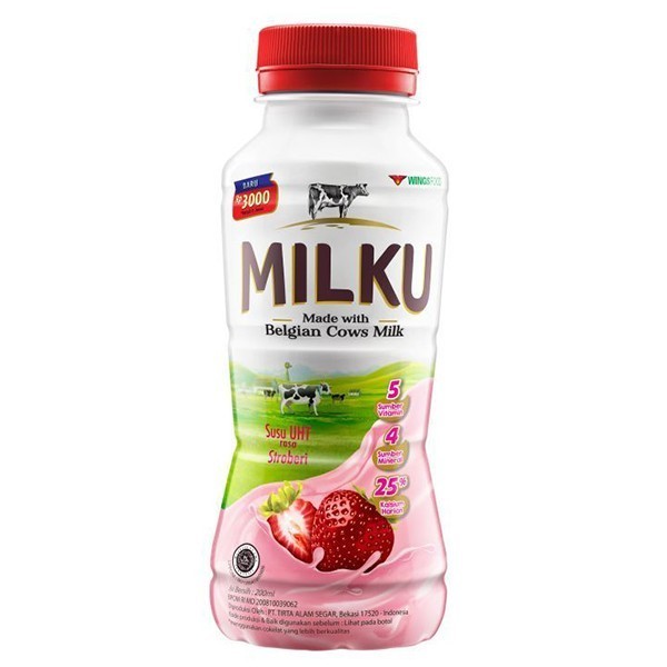 

Milku Susu UHT Botol 200 ml. 1 pack isi 12 pcs.
