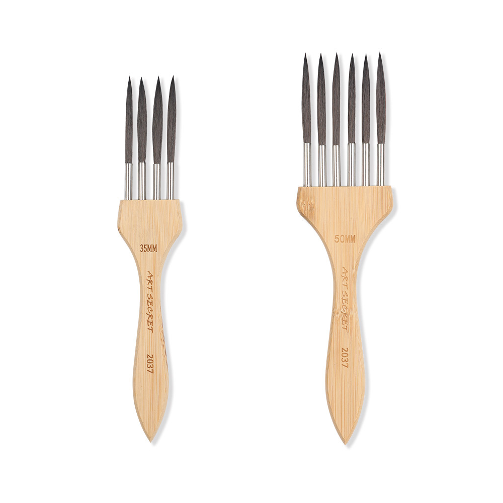 

ArtSecret 1 pcs Multi-Tooth Comb Paint Bruse for Watercolor Acrylic Oil Pianting Bamboo Handle Art Brushes