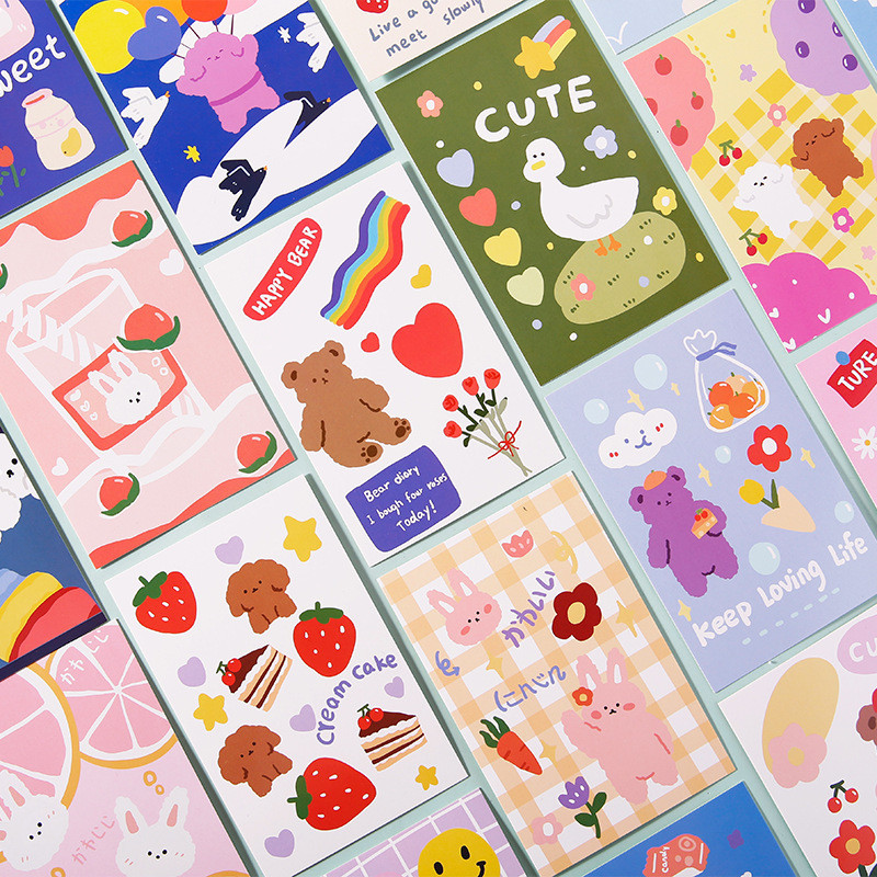 

30pc Cute Animal Planet Postcard Writable Greeting Decoration Card DIY Journal Wall Sticker Photo Props Message Paper Stationery