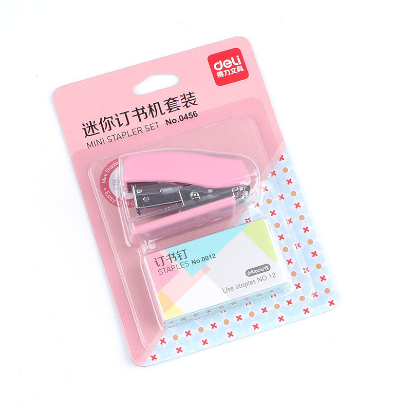 

Deli Creative Mini Candy Color stapler set Cute Student cartoon geometric staplers with staples School Office StationerySupplies