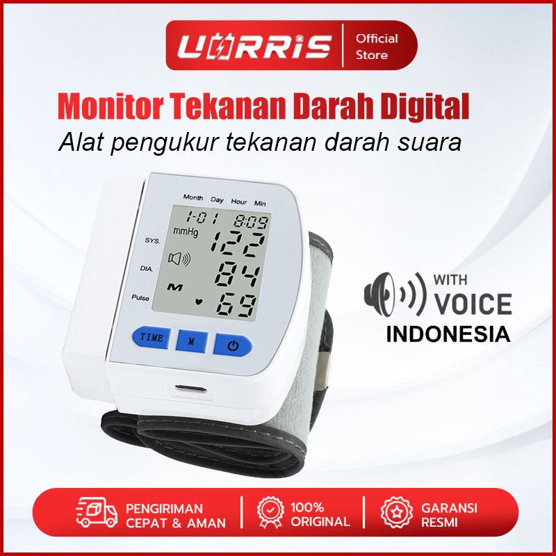 UORRIS Tensimeter Tensi Meter Pengukur Tekanan Blood Pressure Monitor Portable Digital Darah Alat