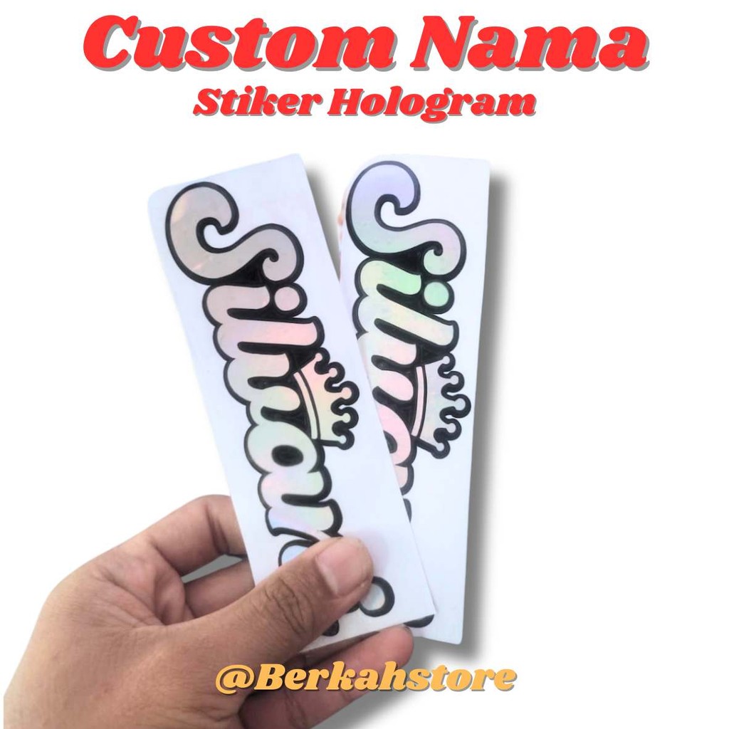 STIKER NAMA HOLOGRAM STIKER CUTTING CUSTOM NAMA SENDIRI
