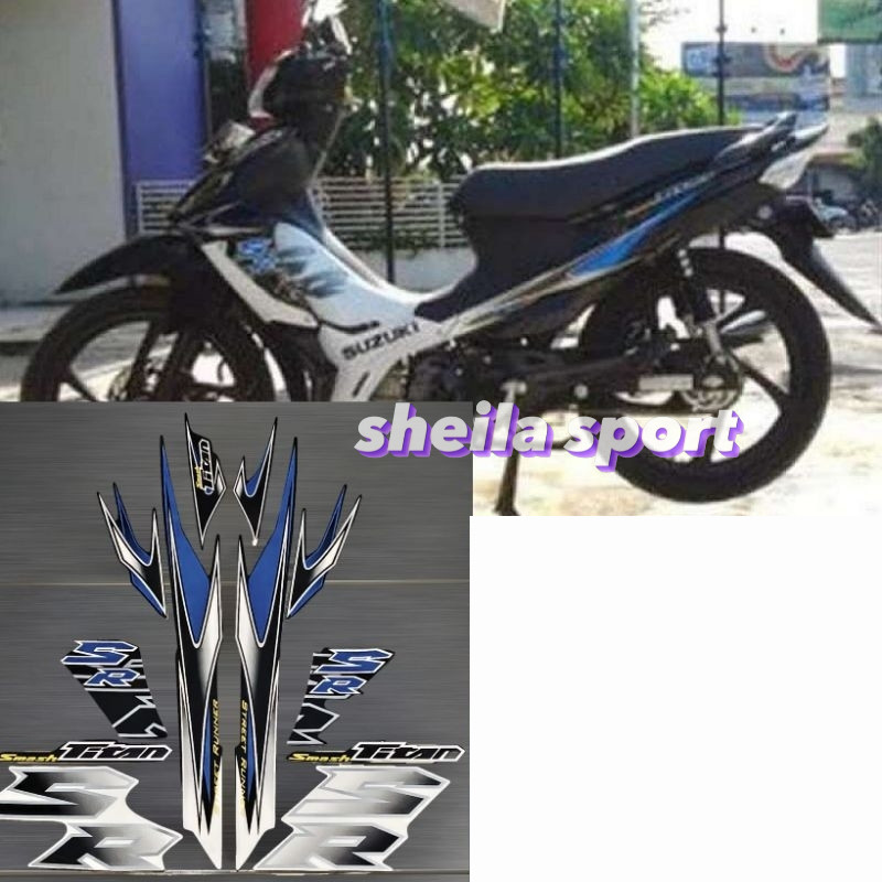 Striping smash stiker Suzuki Smash Titan SR putih hitam Lis biru tahun 2011 2012 list les smas kuali