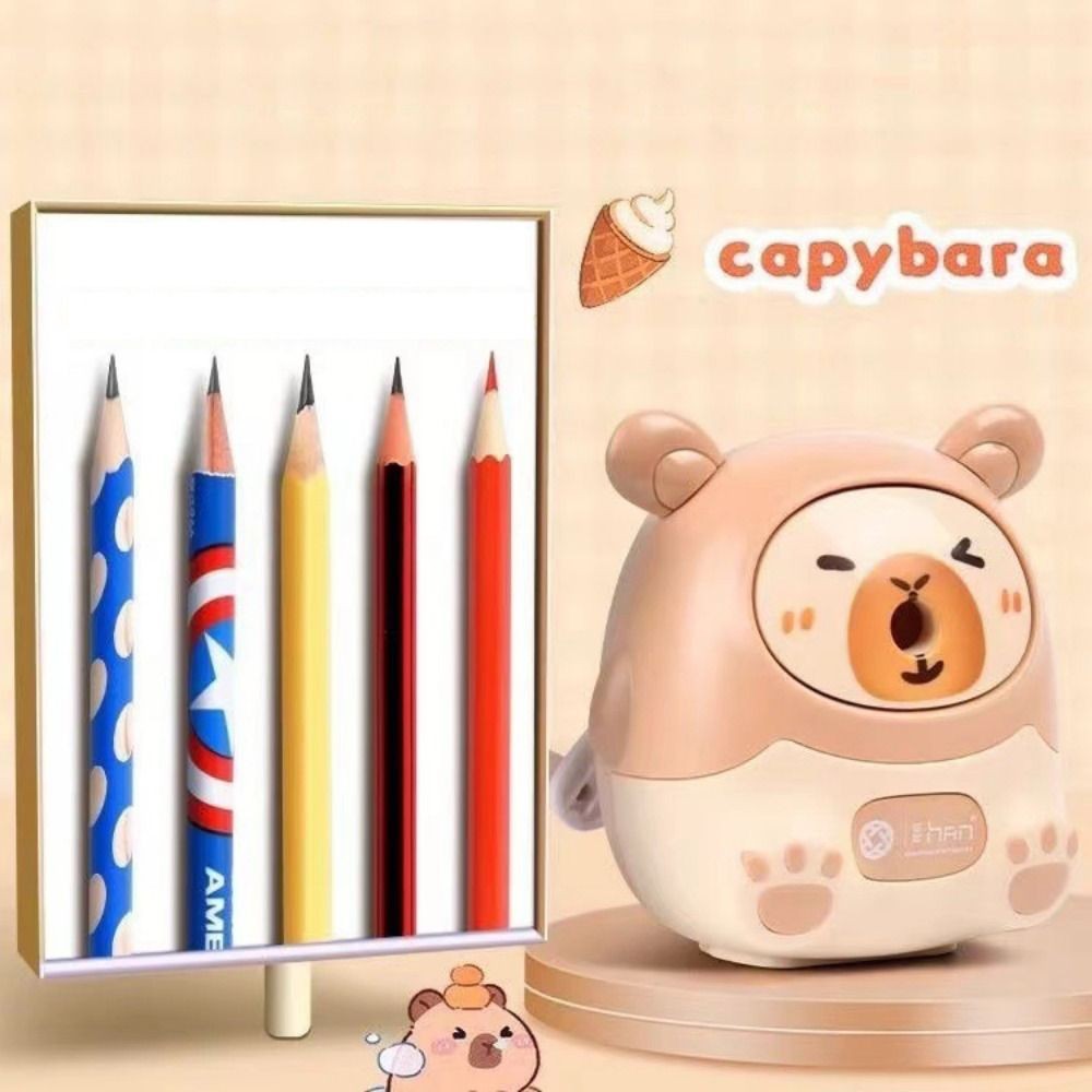 

Hand Crank Capybara Pencil Sharpener Cartoon Anti Sticking Pencil Sharpening Machine Automatically Enters Labor-Saving