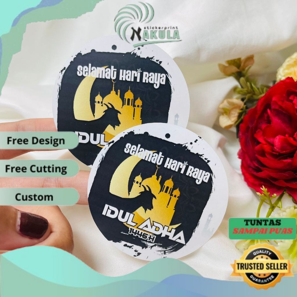 

NKL Sticker Selamat Hari Raya Idul Adha Sticker Lebaran Haji Toples Cookies Free Desain Custom