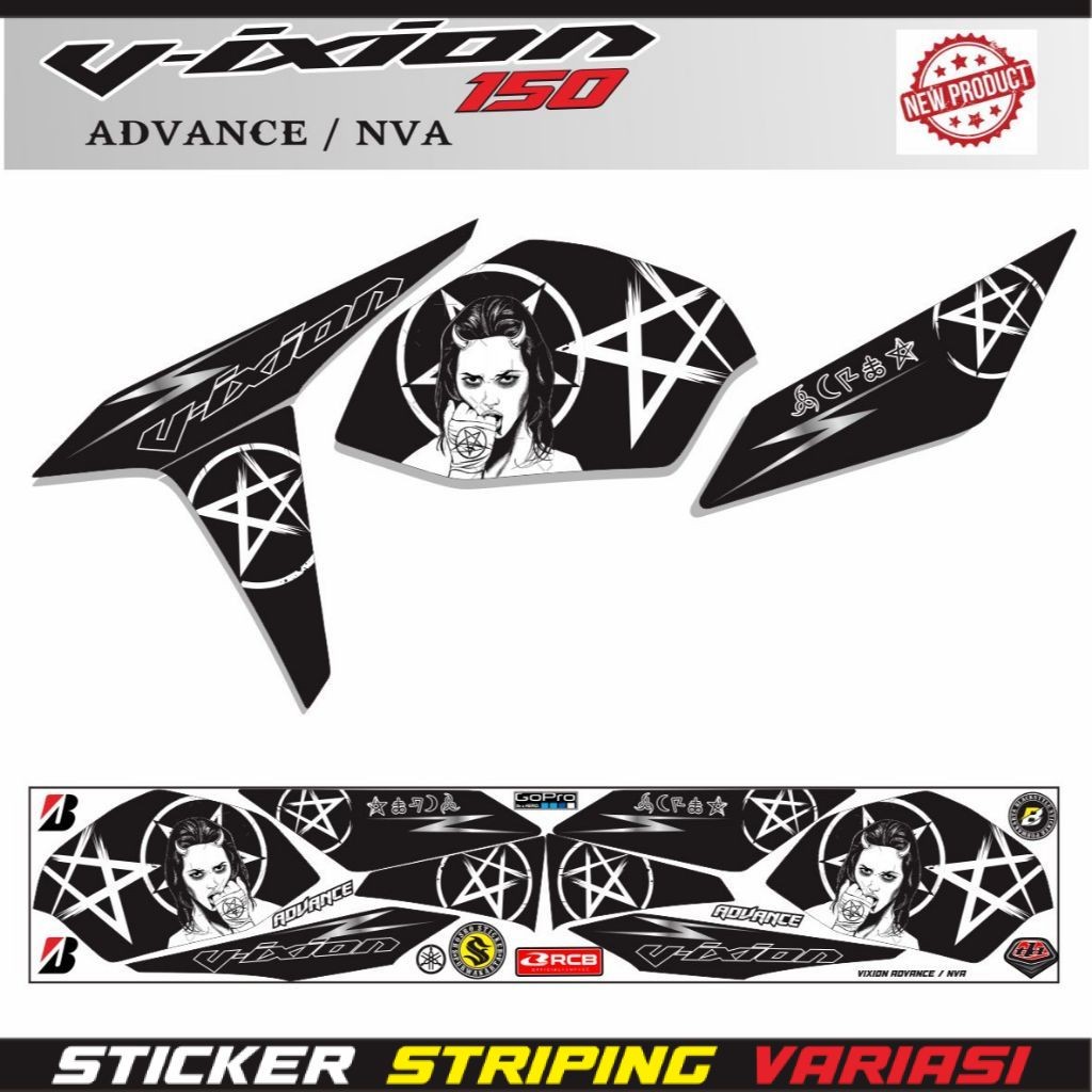 STIKER MOTOR KEREN MOTIF LIS BINTANG MOTOR VIXION ADVANCE 150 NVA STIKER LIS