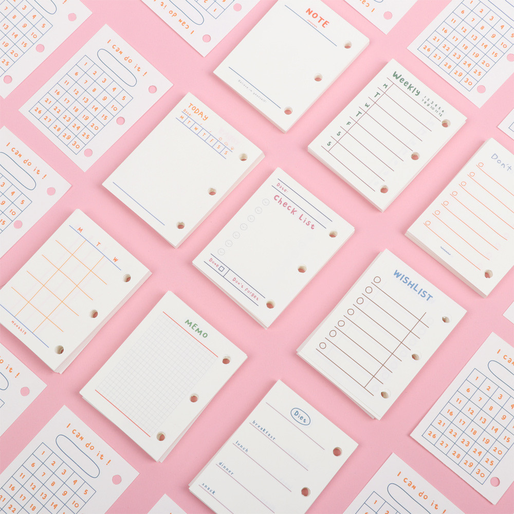 

60/80 Sheet 3-hole Loose-leaf Refill Paper Diary Book Inner Pages Refillable Daily Plan Notebook Inner Core Diary Rings Binder