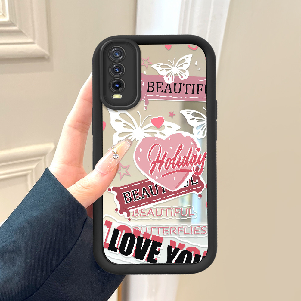 Casing Cinta Untuk For Vivo Y20i Y20S Y12S Y20 2021 Y20SG Y12A Terkini Cermin Butterfly Heart Mirror