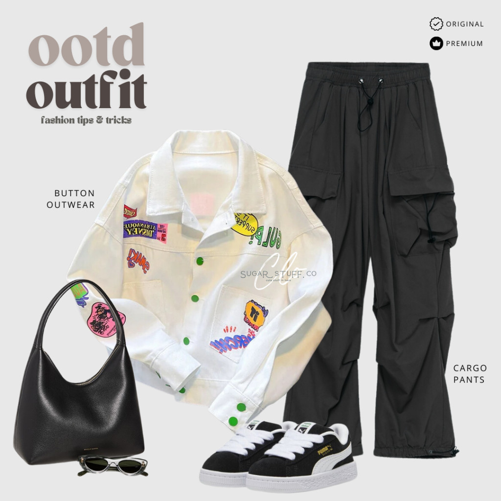 OOTD Lebaran - Oneset Korean Look Remaja Anak Perempuan Outfit Kerja Nongkrong One Set Setelan Wanit