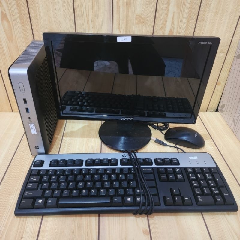 Paket Komplit PC Mini HP T628 INTEL CELERON J1900 + Monitor LED 16 inch Siap Pakai