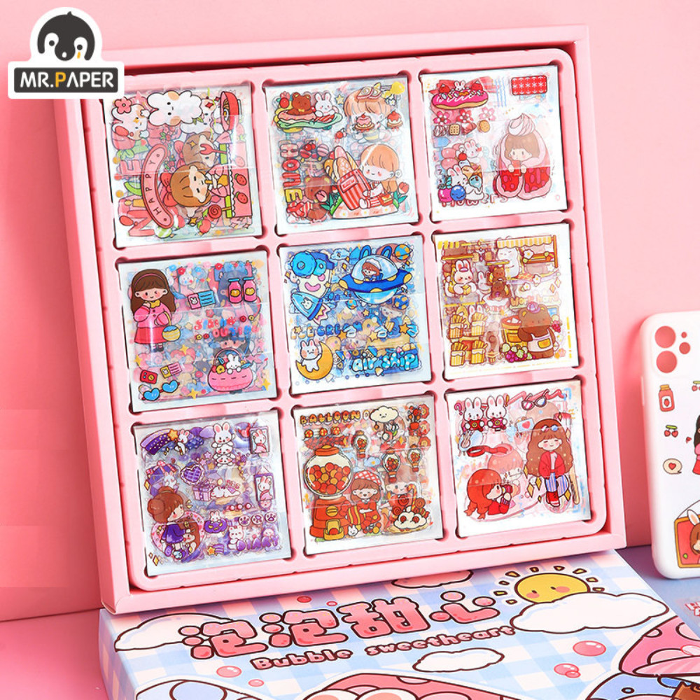 

Mr. Paper 50pcs Waterproof PET Cartoon Cute Stickers Children Handbook Decoration Kawaii Stickers Korean Stationery Supplies