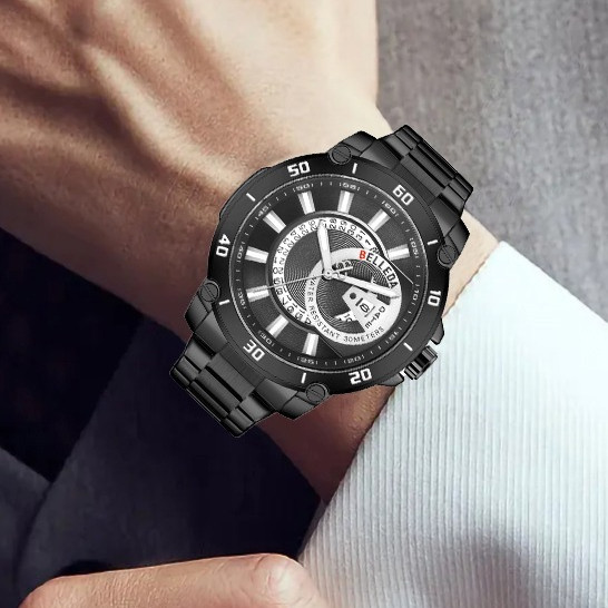 BUY 1 GET 1   BELLEDA 9381 Rantai Jam Tangan Pria Tanggal Aktif Terbaru Rantai Strap Original Anti A