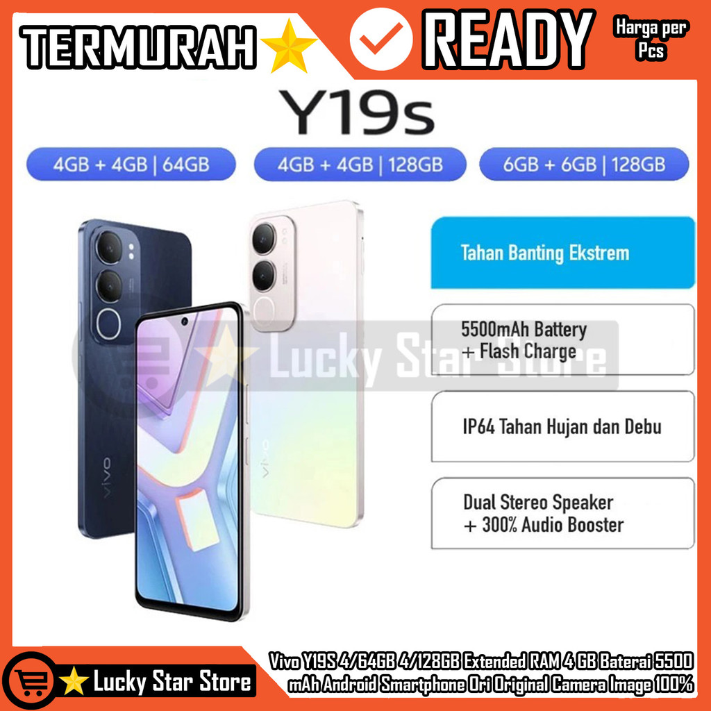 Vivo Y19S 50 MP AI Camera 5500 mAh 15W Watt Android Smartphone Flashcharge Dual Speaker Audio Boost 