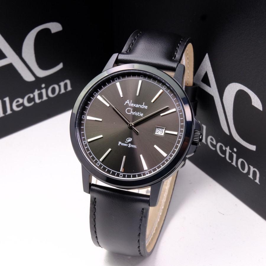 ORIGINAL Jam Tangan Pria&Wanita Alexandre Christie AC 1014 / AC1014  Garansi 1 Tahun - Tali Kulit