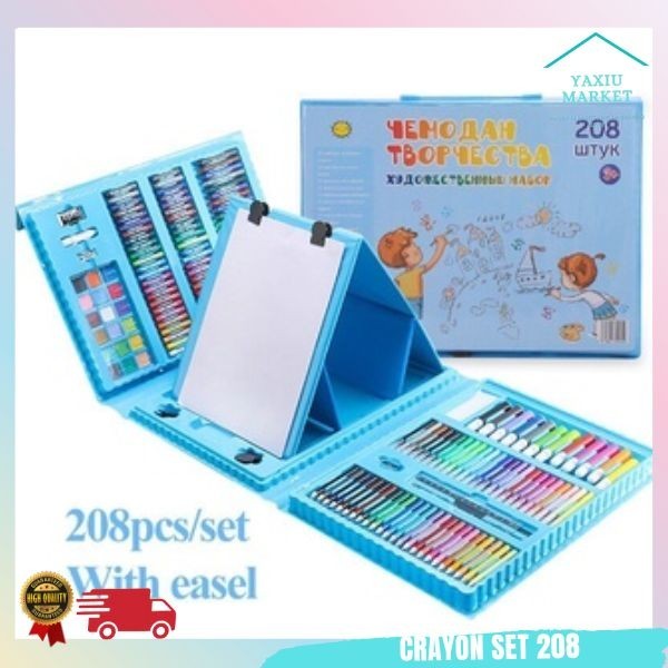 

[New Collection] Crayon Anak Set 208 Pcs 150 Pcs Pensil Warna Alat Lukis Set Crayon - 208 BIRU