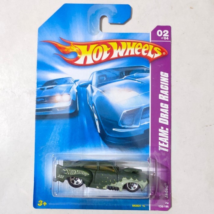 SR99 HW Hot Wheels Jaded hijau tampo flame 2008 Team Drag Racing