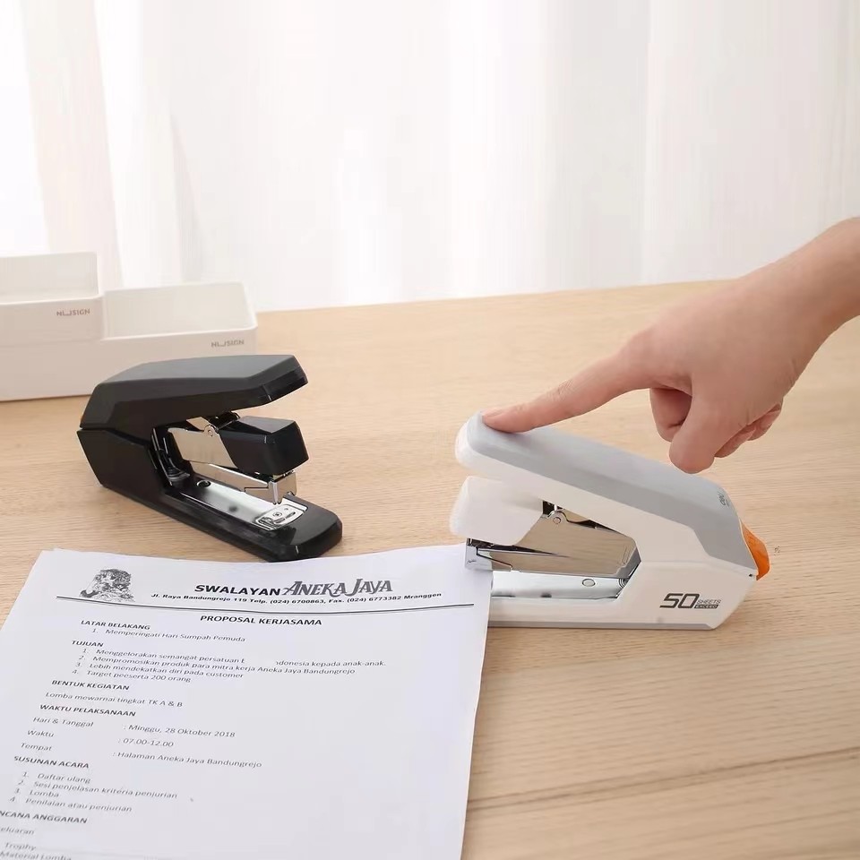 

50 Sheets Heavy Duty Stapler Effortless Paper Binder School Supplies Stationery Stapler Without Staples Office Supplies