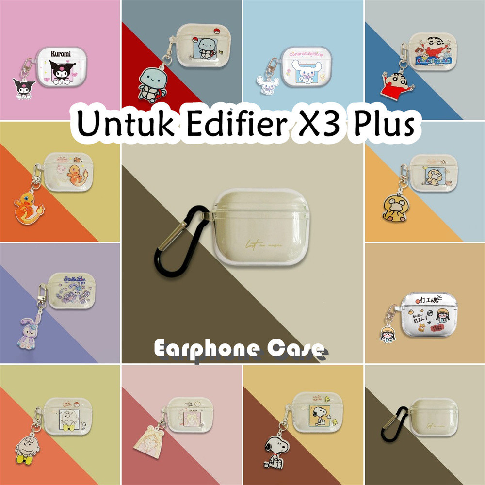 【inovasi】Untuk Edifier X3 Plus Case Trendi Kartun transparan Anjing kayu manis Soft Silicone Kasus T