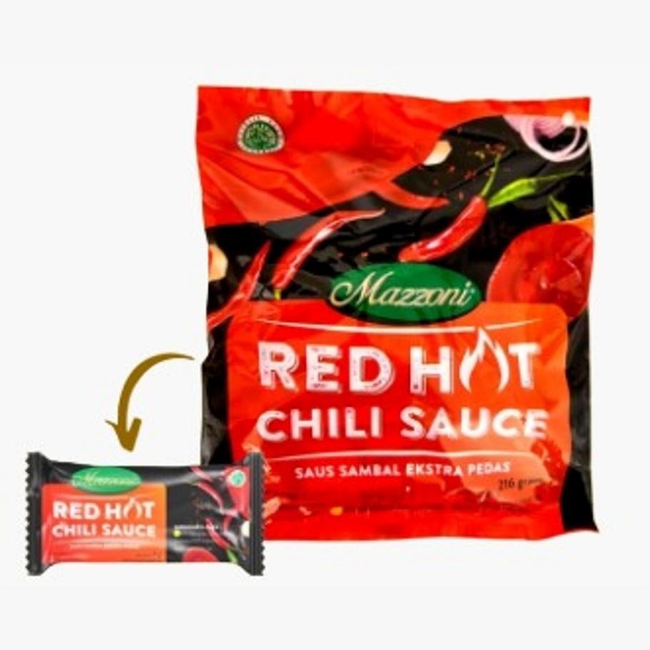 

Mazzoni Saos Sambal Red Hot Chili Sauce Sachet 9gr (isi 24 pcs)