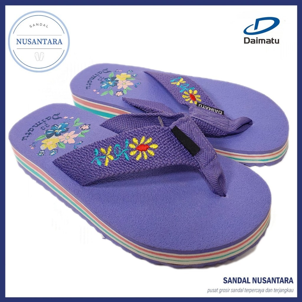 Sandal Jepit Karet Tebal Retro Daimatu Floral Surf Wanita Perempuan