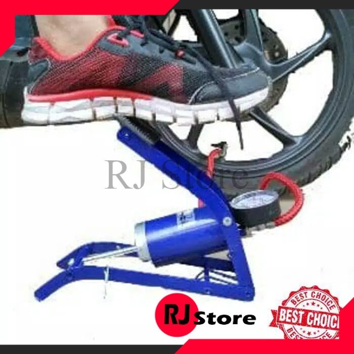 ORIGINAL Alat Pompa Injak Ban Mobil Sepeda Motor Mini Kaki Foot Pump Angin 1 Tabung Portable