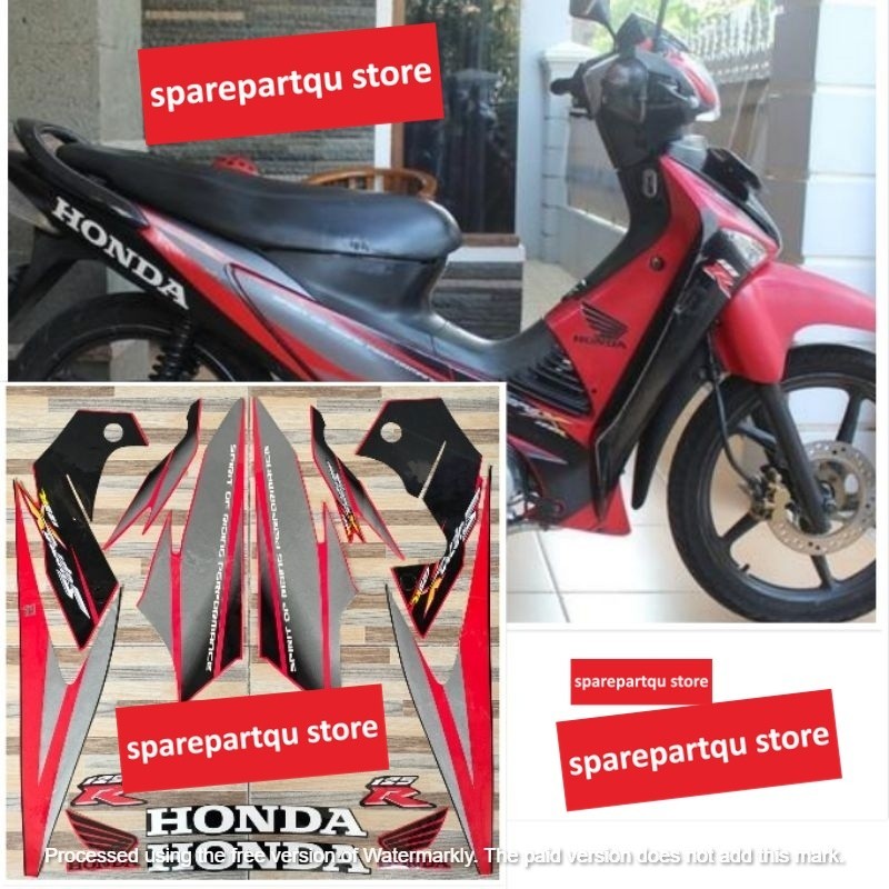 striping stiker Honda Supra X 125 R hitam merah tahun 2005 2006