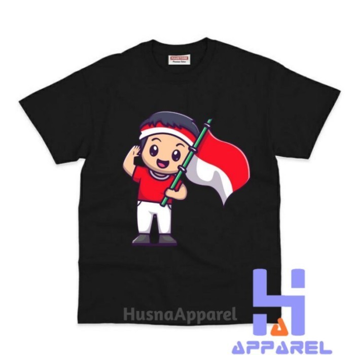 BAJU ANAK KAOS ANAK KEMERDEKAAN INDONESIA 17 AGUSTUS - Hitam, S