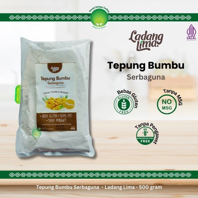 

Ladang Lima Tepung Bumbu Serbaguna 500 gram Gluten Free Halal Tanpa MSG