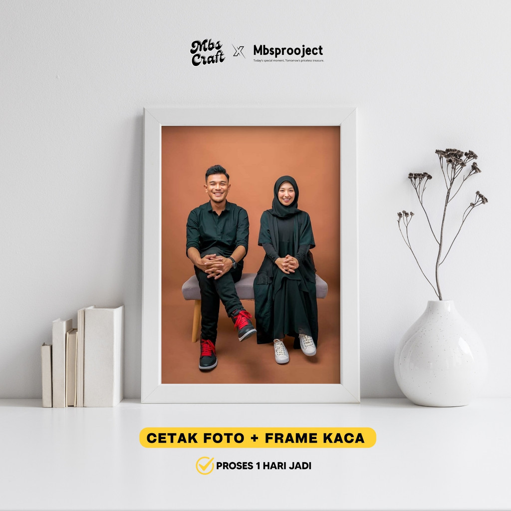 (5R) Cetak Foto + Bingkai kaca murah - cetak foto 5R - cuci foto plus bingkai kaca