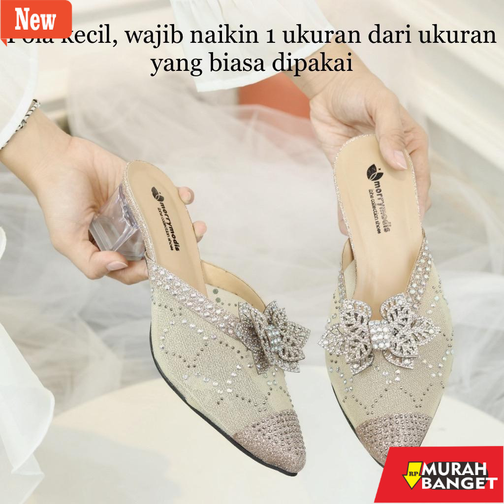 Heels wanita terkini- Herdian Rtwo 19 Sandal Heels Pesta Wanita Hak Kaca 5 cm