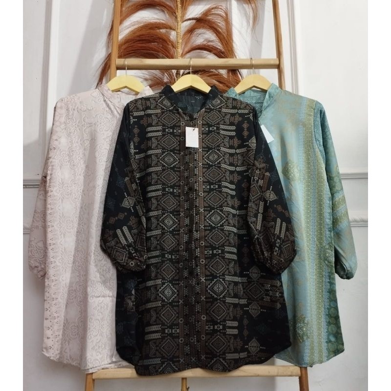 Tunik Etnik Tunik jumbo /outfit keren/ BATIK NASIONAL / BATIK SERAGAM / BATIK MOTIF / DESAIN BARU AD