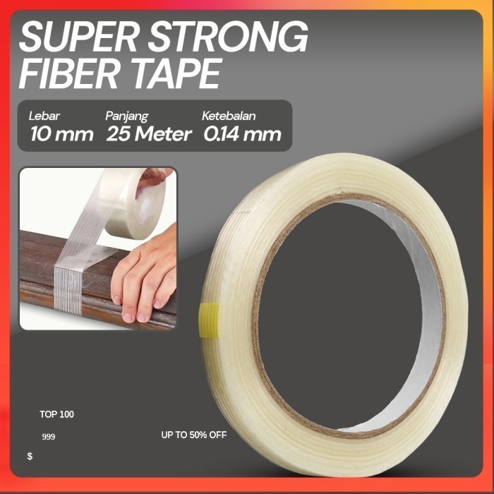 

YX Lakban Super Strong Fiber Tape Isolasi Bening 25M 10 mm - - White