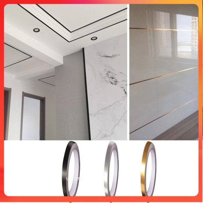 

Lakban Sticker Dekorasi Ruangan Floor Strip 50M 5mm - Golden