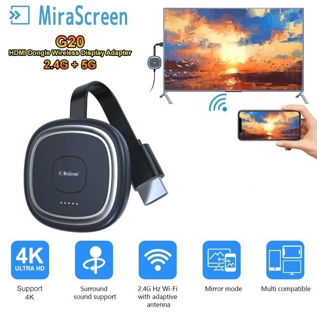 HDMI Dongle Wireless Display Mirroring 4K Mirascreen G20