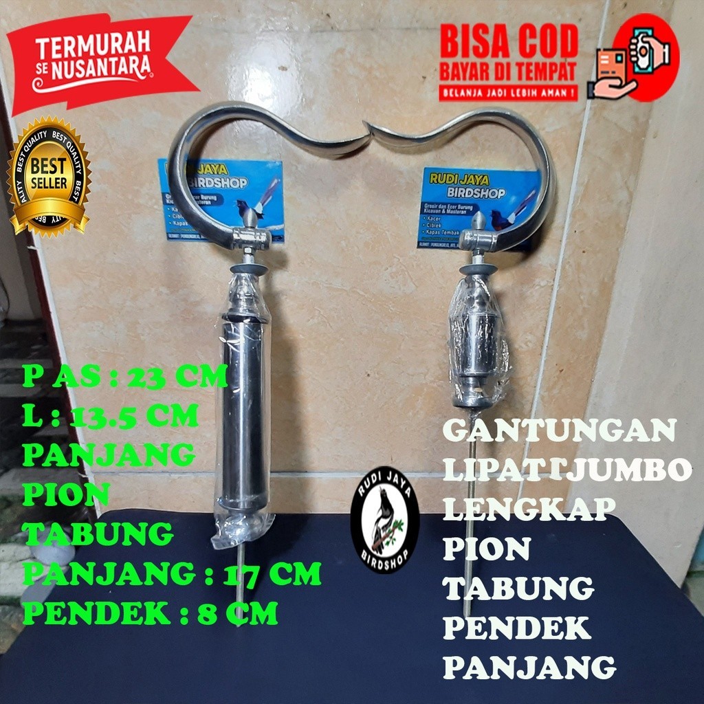 GANTUNGAN JUMBO LIPAT LENGKAP PION TABUNG PANJANG PENDEK SILVER CANTOLAN SANGKAR KANDANG KOTAK