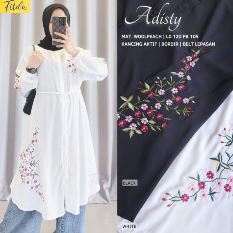 TUNIK PUTIH BORDIR LD 110 118 120 TUNIK PUTIH XXL TUNIK LEBARAN ORIGINAL FIRDA/ GAMIS MODEL BARU MUR