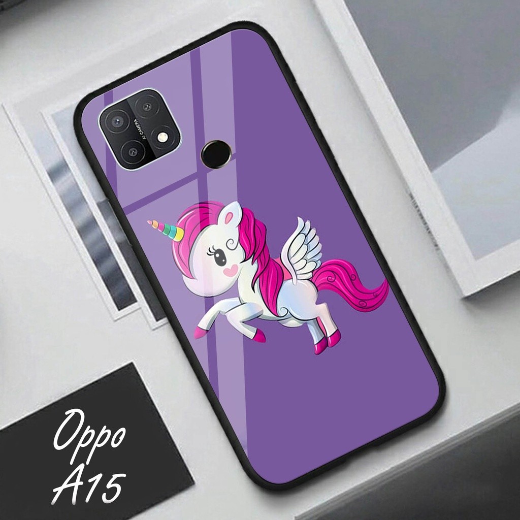 Softcase Glass Kaca OPPO A15 - Case Hp Pelindung Handphone OPPO A15 [ A50 ].