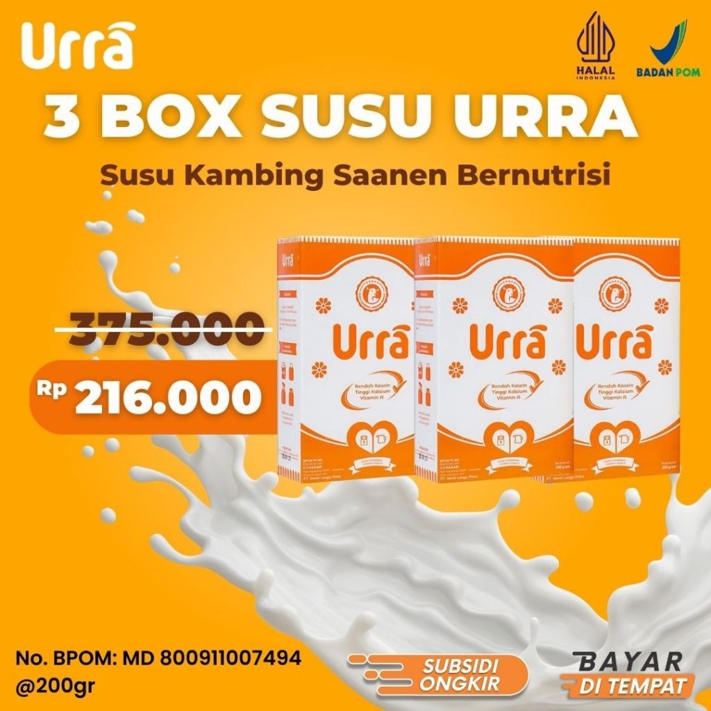 

3 Box Susu Kambing Urra 200g Solusi Agar Anak Lahap Makan dan Badan Berisi