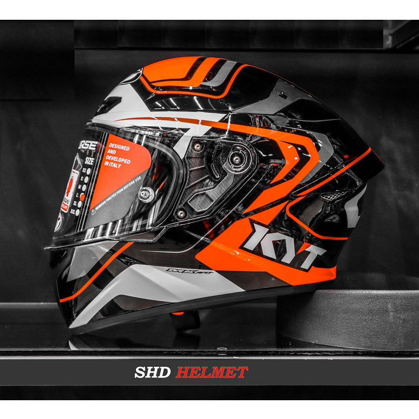 KYT TT Course TTC Overtech Black Fuxia Pink / Orange Helm Original