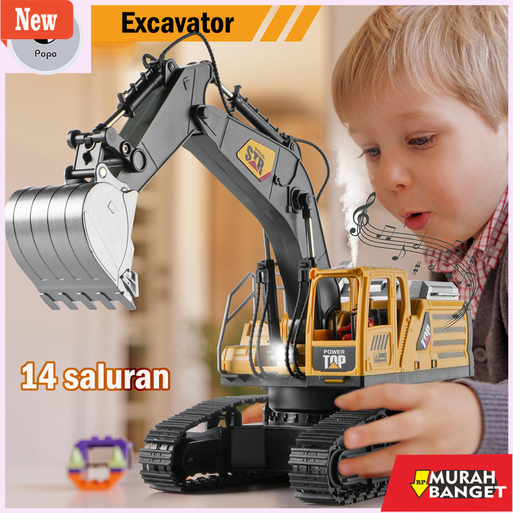 RC mobil terviral- Excavator Remote Control Mainan 14 Saluran Setir Mobil RC Truk Beko Digger Superi